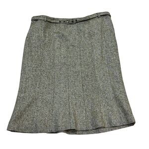 Ann Taylor Loft Wool Blend Skirt Women's Size 14 Tweed Brown/Tan Lined Belted